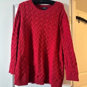 Lands End Red Cable Knit Sweater